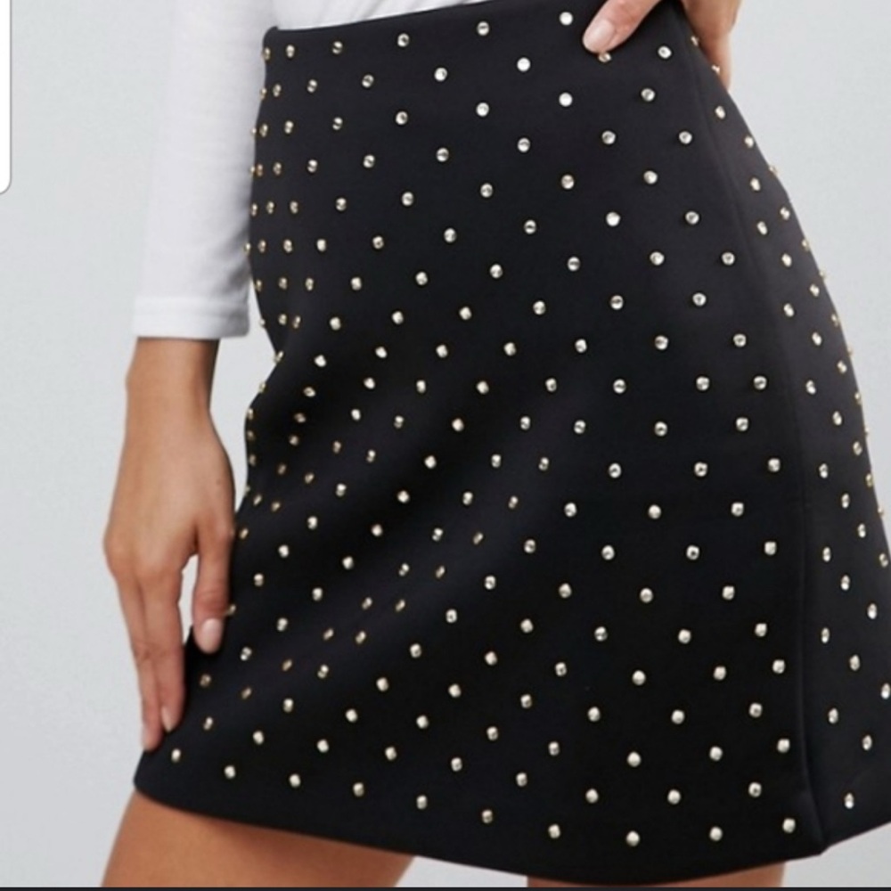 French Connection Black and Gold Pencil Skirt